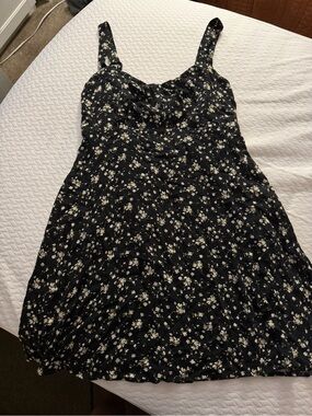 Old Navy Black Mini Dress with White Floral Print
